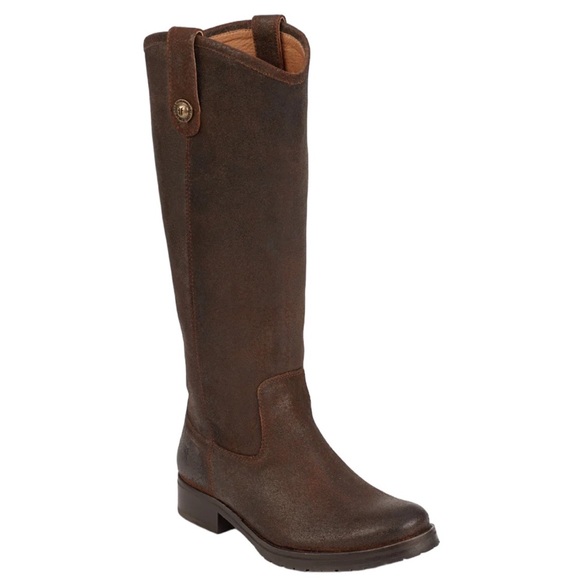 Frye Melissa Double Sole Button Lug Tall Leather Boot, Sz 6 - Picture 1 of 15